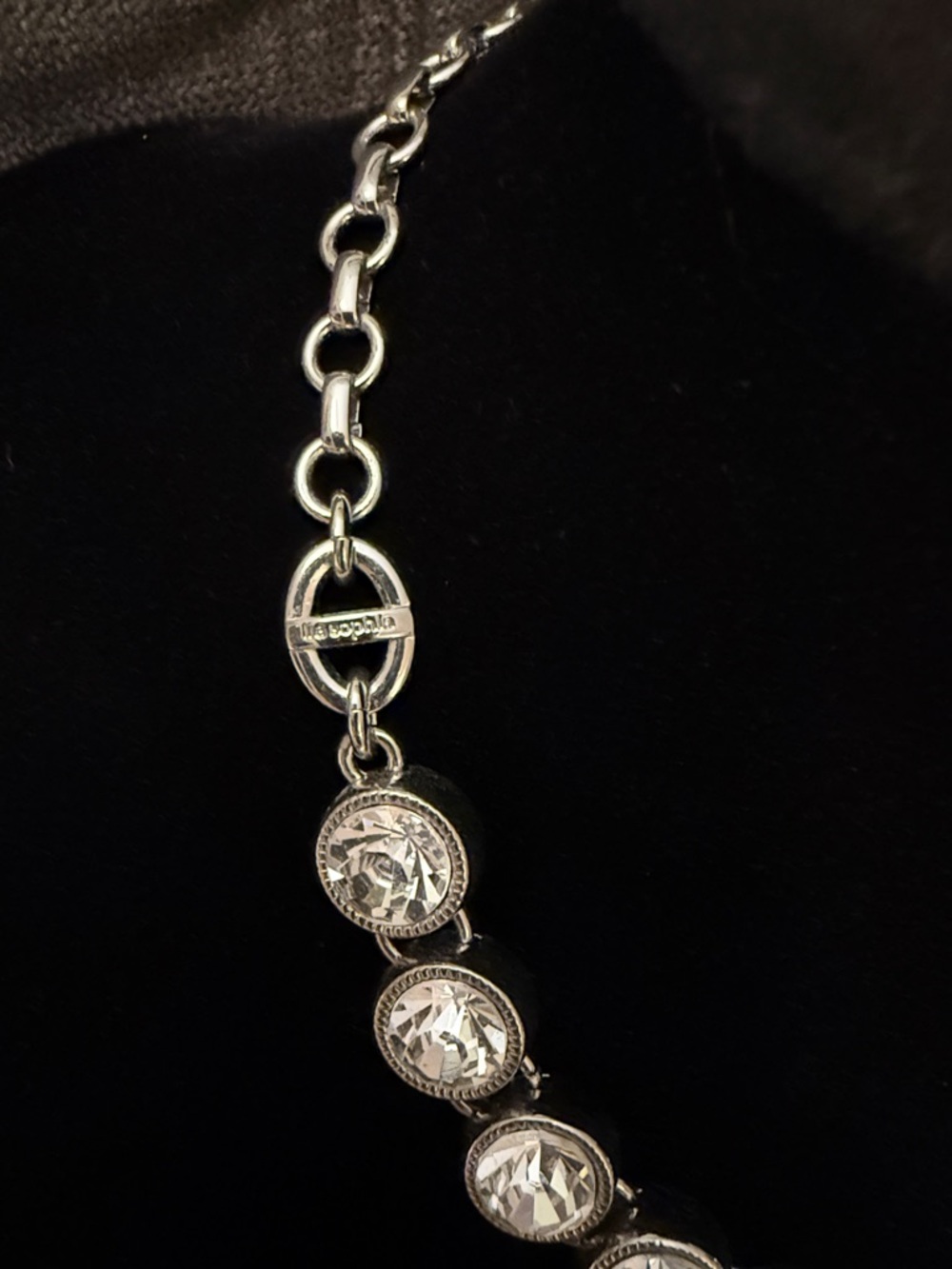 Lia Sophia Silver Crystal Bezel-Set Necklace - Picture 3 of 4
